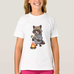 Waschbär am Lagerfeuer Hoodie Kinder T-Shirt