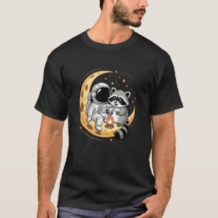 Waschbär Astronaut Lagerfeuer Camping Halbmond T-Shirt