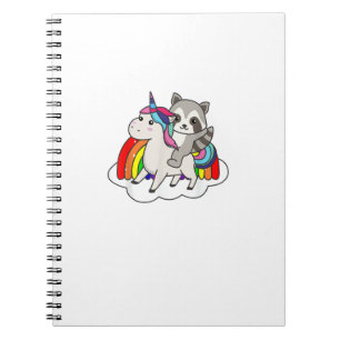 Waschbär auf Einhorn Regenbogen Tiere Süße Einhörn Notizblock