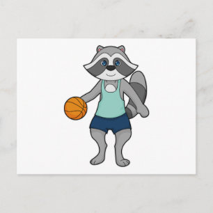 Waschbär Basketballspieler Basketball Postkarte