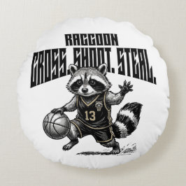 Waschbär-Basketballstar - Kreuzschuss-Diebstahl-Gr Rundes Kissen