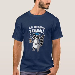 Waschbär beim Baseballschauen Fan-Shirt für Tiere T-Shirt