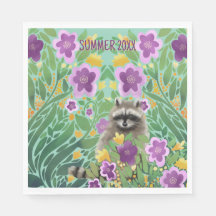 Waschbär Blumen Sommer