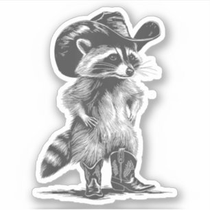 Waschbär Cowboy Lustiger Waschbär Grafik Meme Männ Aufkleber