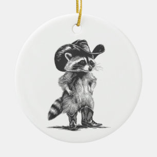 Waschbär Cowboy Lustiger Waschbär Grafik Meme Männ Keramik Ornament