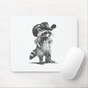 Waschbär Cowboy Lustiger Waschbär Grafik Meme Männ Mousepad
