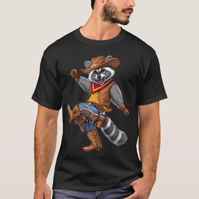 Waschbär-Cowboy T-Shirt (Vorderseite)
