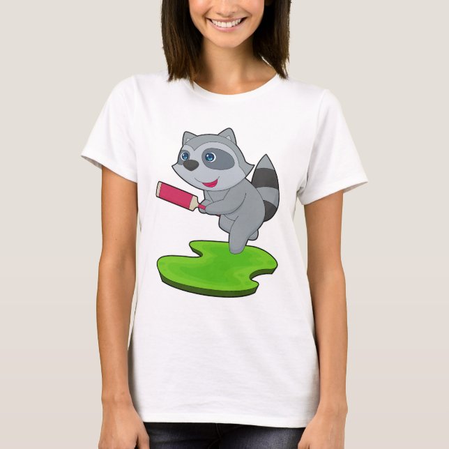 Waschbär Cricket Cricket-Schläger T-Shirt (Vorderseite)