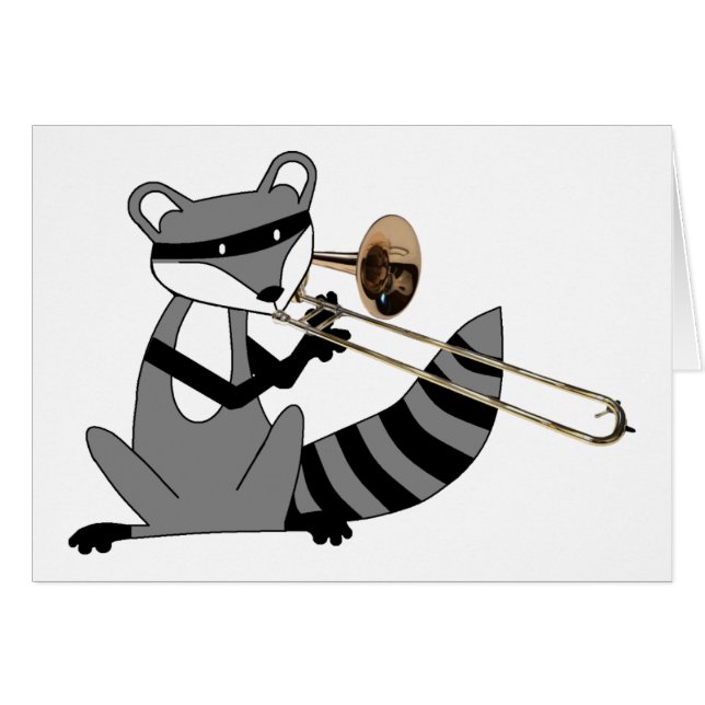 Waschbär, der den Trombone spielt (Vorderseite (Horizontal))