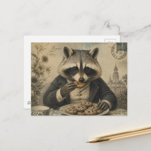 Waschbär, der Kekse isst Vintage Postkarte