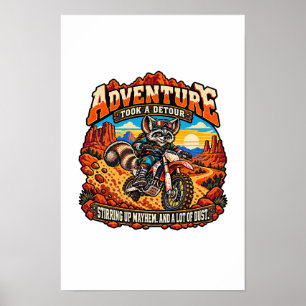 Waschbär-Dirt-Bike-Wüstenabenteuer Poster