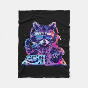 Waschbär Dj Edm Techno House Musik Lustiges Tier L Fleecedecke