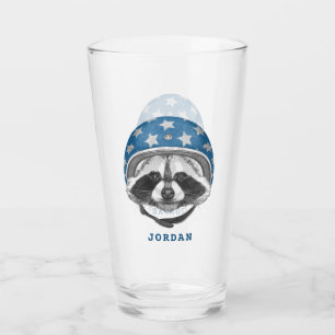 Waschbär-Draufgänger   addieren Ihren Namen Glas