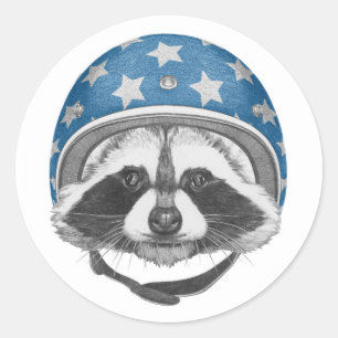 Waschbär-Draufgänger Runder Aufkleber