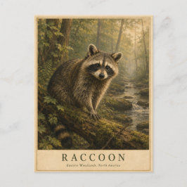 Waschbär Eastern Woodlands VINTAGE Postkarte