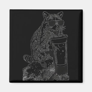 Waschbär-Eis-Kaffee-Sonnenbrille-lustiges-Tier-Mem Magnet