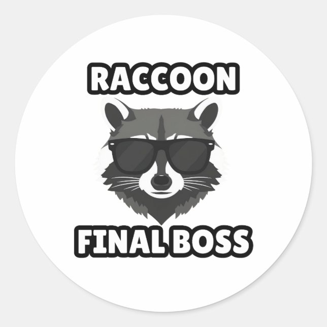 Waschbär-Endboss-Aufkleber Runder Aufkleber (Vorderseite)