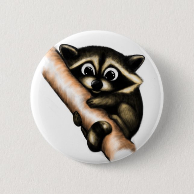 Waschbär-Entwurf Button (Vorderseite)