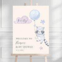 Waschbär fliegt Luftballon Junge Baby Shower Willk