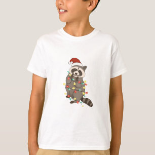Waschbär Frohe Weihnachtslichter Santa Hut Xmas Sc T-Shirt