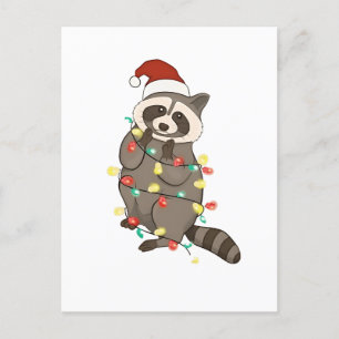 Waschbär Frohe Weihnachtslichter Weihnachtsmann Hu Einladungspostkarte