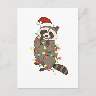 Waschbär Frohe Weihnachtslichter Weihnachtsmann Hu Einladungspostkarte