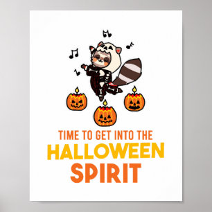 Waschbär-Geist Halloween-Kürbisparty Poster