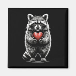 Waschbär hält Herz Valentinstag Süße Valenti Magnet