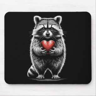 Waschbär hält Herz Valentinstag Süße Valenti Mousepad