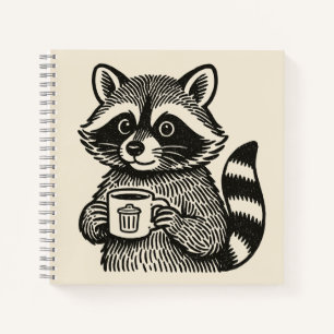 Waschbär hält lustige Kaffeetasse, Trash Panda Notizbuch