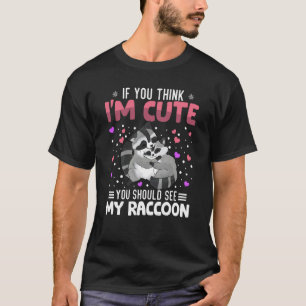 Waschbär Herz Valentinstag Tier Für Frauen Ki T-Shirt