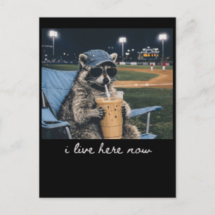 Waschbär-Ich-wohne-jetzt-hier-Shirt Waschbär trink Feiertagspostkarte