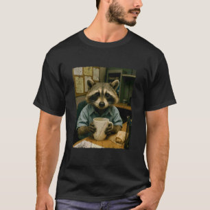 Waschbär im Büro Meme Waschbär Liebhaber Schäbiger T-Shirt