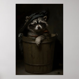 Waschbär im Müll, Vintage Poster, Kunstposter Poster