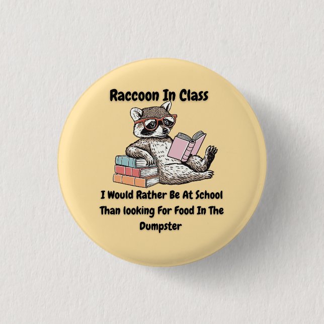 Waschbär im Unterricht Button (Vorderseite)