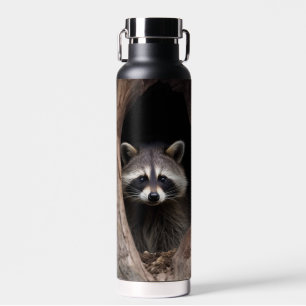 Waschbär in einer Baumhöhle Trinkflasche