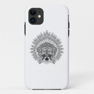 Waschbär in mit Federn versehenem iPhone 11 Hülle