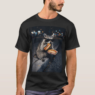 Waschbär isst Hot Dogs Meme Hungriger Panda Snack T-Shirt