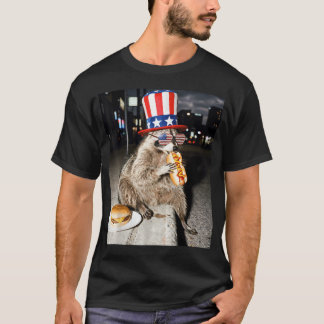Waschbär isst Hotdog Lustig 4. Juli T-Shirt