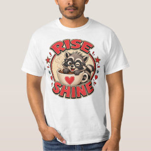 Waschbär-Kaffee-Liebhaber-Illustration "Rise & Shi T-Shirt