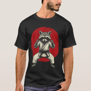 Waschbär Karate Judo Japan Japanische Flagge Lusti T-Shirt