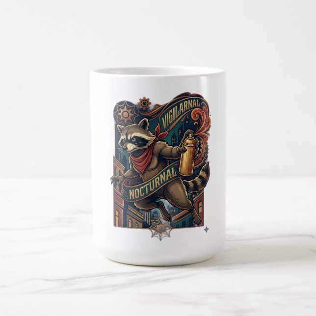 Waschbär Langarmshirt Nocturnal Kaffeetasse (Mittel)