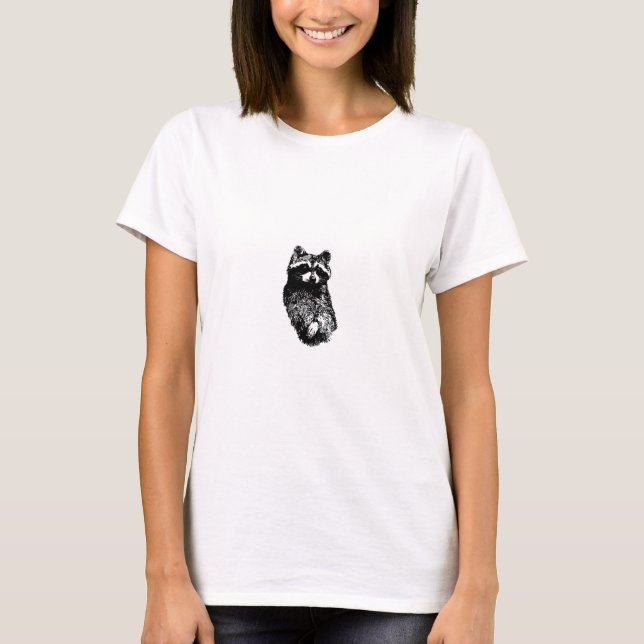 Waschbär-Linie Kunst-Logo T-Shirt (Vorderseite)