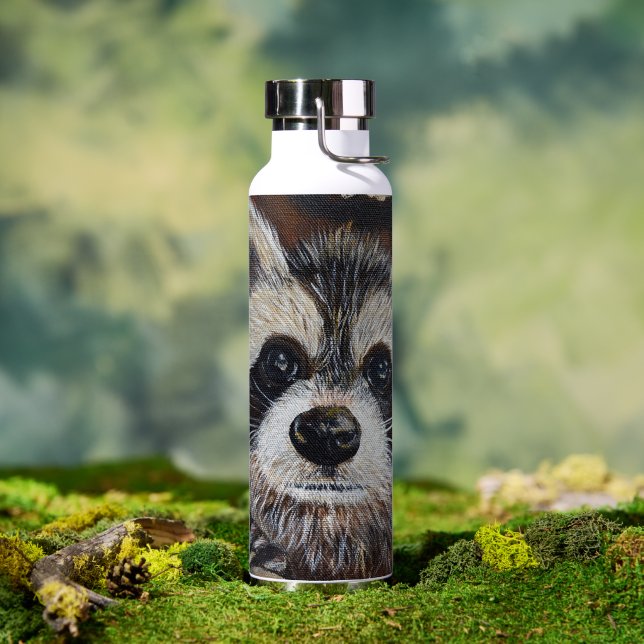 Waschbär-Malerei Trinkflasche (Außenbereich (gedreht))