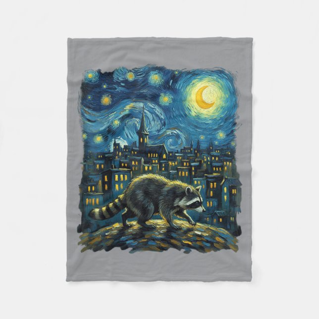 Waschbär malt den Sternenhimmel Künstler Kunst Fleecedecke (Vorderseite)