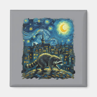 Waschbär malt den Sternenhimmel Künstler Kunst Magnet