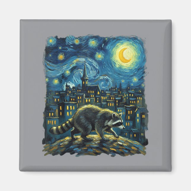 Waschbär malt den Sternenhimmel Künstler Kunst Magnet (Vorne)