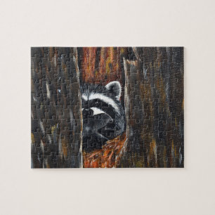 Waschbär-Mama-und-Baby-Malerei Puzzle