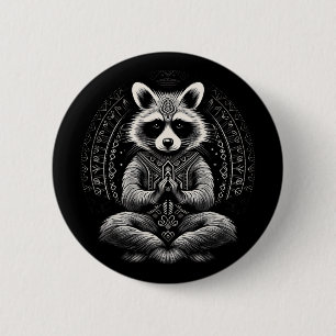 Waschbär meditierendes Tier Mandala Buddhist lusti Button