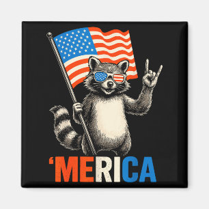 Waschbär merica rock amerikanische Flagge patrioti Magnet
